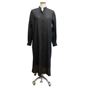 The J Peterman Company Black Long Sleeve Cotton Shirtdress Tunic Midi Dress Sz M
